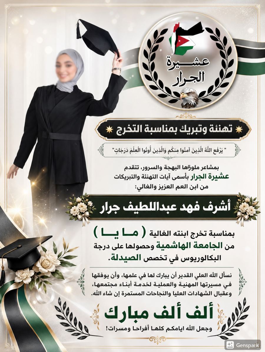 مبارك التخرج بنت العم مايا اشرف فهد جرار