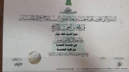 نهنئ بنت العم ميرا أشرف فهد جرار بمناسبة التخرج 
